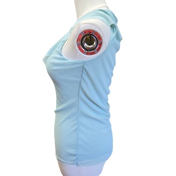 Womens Vtg Y2K Fairy Coquette Romantic Blue Mesh Lace Embroidered Ruffle Trim M - Picture 4 of 11